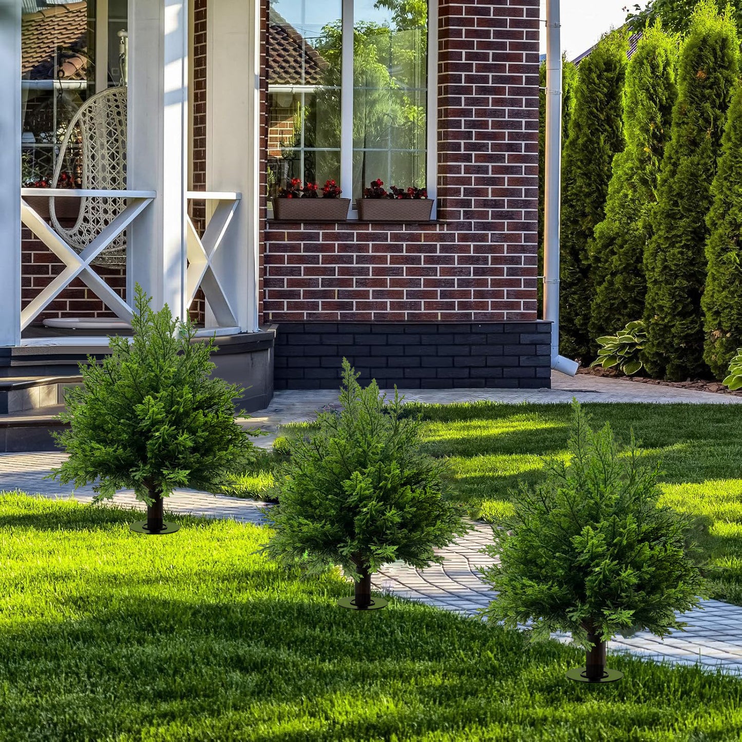Arbres Topiaires en Cèdre Artificiel avec Piquet de Sol