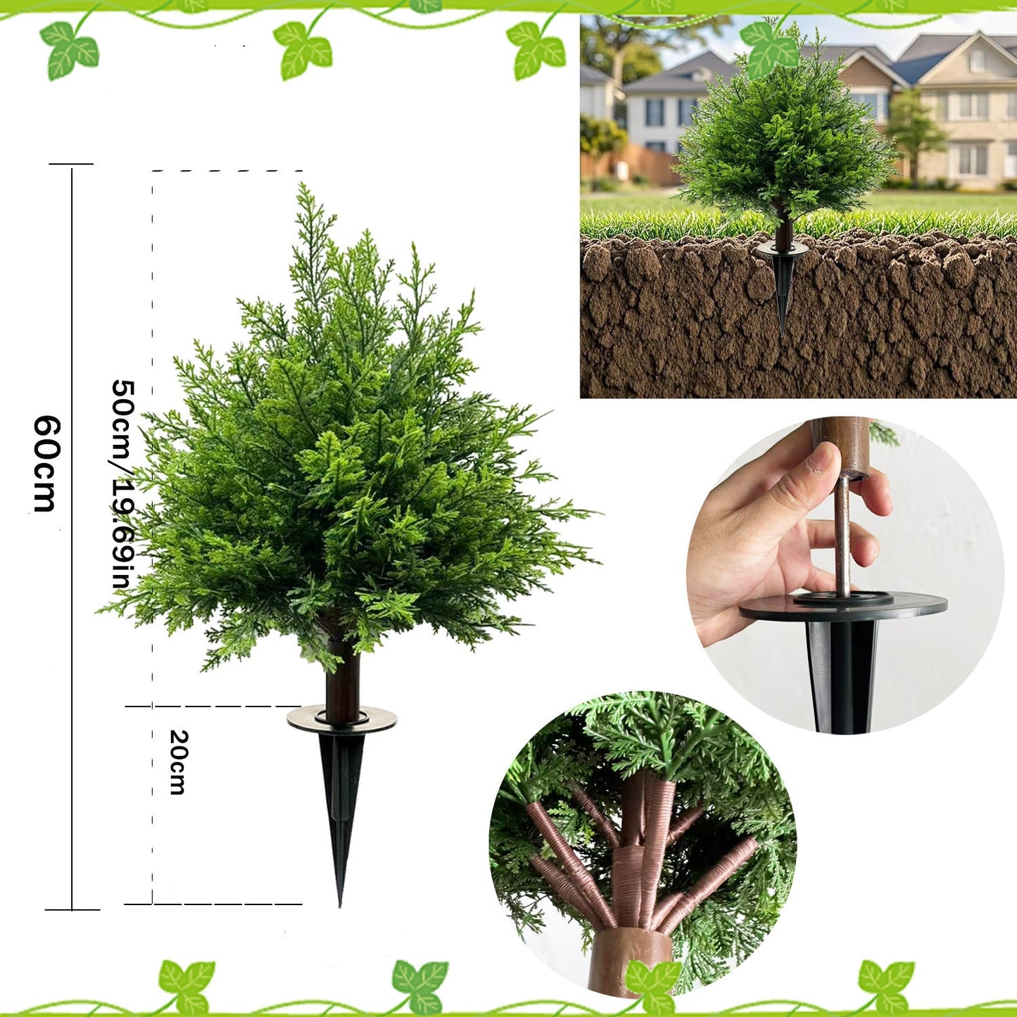 Arbres Topiaires en Cèdre Artificiel avec Piquet de Sol